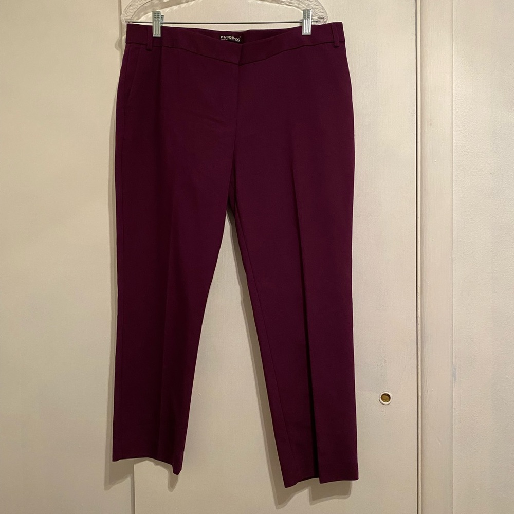 Express (Editor) Women’s Sleek Deep Purple Ankle Pants,Preppy, Classic, Size 12R